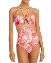 Aqua X STUDIO 189 One Piece Swimsuit Extra Small Batik Leaf Cut Out Beachwear