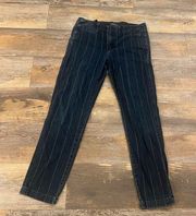 Polo Ralph Lauren Jeans Womens 8 Blue Pinstripe Denim Flat Front Retro Vintage