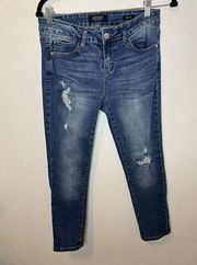 Judy Blue Jeans Caprt Fit Womens 9/29 Stretch Denim Distressed Straight Leg
