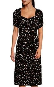 Sanctuary Floral Sweetheart Neck Tie Back Black Midi Sheath Dress 20W