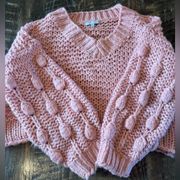 Cropped Pink Knit Sweater