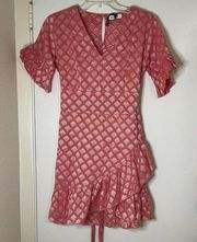 Glamorous pink ruffle tie mini dress size US 4