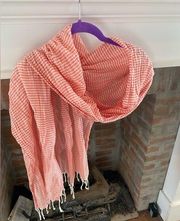 American Eagle Fringe Orange & White Scarf Cotton