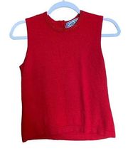 Carlisle Womens Size Medium Red Cashmere Silk Blend Sleeveless Sweater Top