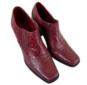 Antonio Melani Oxblood Square-Toed Western Pull On Booties Floral Embossed Sz 10