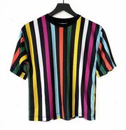 ASOS Women’s 0 Multicolored Stripe Short Sleeve Crew Neck Tee