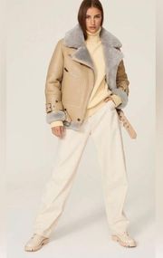 RTR The Arrivals
Moya Faux Fur Shearling Jacket Tan/Gray Sz S 100% Lamb leather