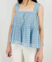 talulah cottagecore coastal pinstripe babydoll tank top sky blue size M