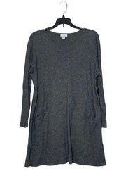 J.Jill PureJill Shirt Dress Size Medium Gray Heather 100% Cotton Pockets Womens