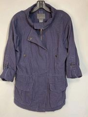 Matty M Womens Anorak Jacket Roll Tab Sleeves Drawstring Waist Navy Size Medium