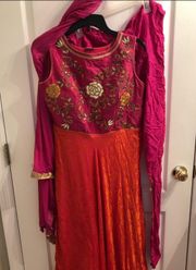 Pink & Red 3-Piece Indian Formal Dress Set