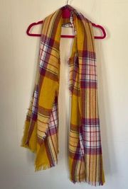 Old Navy yellow purple plaid scarf one size Winter Fall