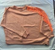 Koral Pompano Orange Sz S Levi Pullover Sweatshirt Gym Fringe Lounge Maximalism