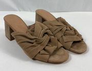 Halogen Farah Tan Suede Twist Front Detail Heeled Mules Slides Shoes Size 10