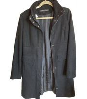 Kenneth Cole | Black Wool-Blend Tailored Long Dressy Zip Front Coat | Size 4
