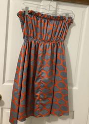 Blue And Orange Strapless Dress