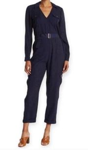 Ted Baker Utility long sleeve cropped Ankle Jumpsuit navy blue