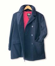 Double Breasted Classic Navy Blue Wool Peacoat, sz. XS