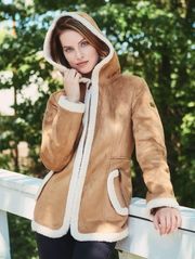 Faux Shearling Coat with Trims