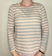 French Laundry Striped Blouse Size Large Gray