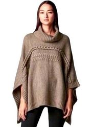 SIMPLY Vera by Vera Wang Poncho Sweater XS/SM Cable Knit Turtleneck Beige Ribbed