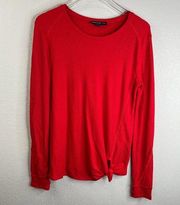 Generation Love Womens Red Long Sleeve Shirt Size XS Distressed Holes Side Tie