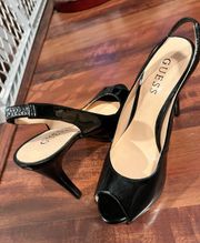 Black Peep Toe Heels