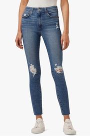 Joe’s Jeans Medellin High Rise Skinny Ankle Jeans Raw Hem Distressed Blue 29