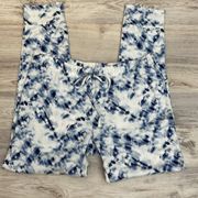 Blue & White Tie Dyed Drawstring Waist Women’s Joggers Size Small