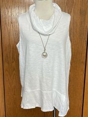 Habitat White Cowl Neck White Sleeveless Tunic Tee Size L