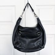 ($25) Cole Haan Village Black Pebble Leather Hobo Shoulder Bag