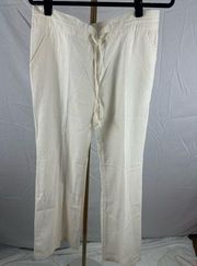 NWOT BCBG BCBGMAXAZRIA Linen blend Straight Leg Ivory Off White Drawstring Small