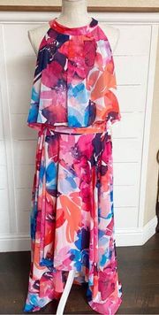 Eliza J Floral Print Halter Neck Maxi Dress NWT SZ 22W Plus