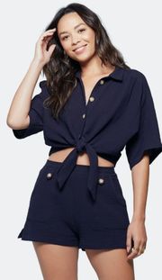 NWT Relaxed Tie Front Crop Top