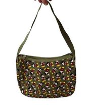 Disney Mickey Mouse Olive Green Nylon Purse Handbag Satchel Shoulder Bag