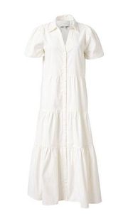 NWT Brochu Walker Havana Midi in Ivory Tiered Shirt Dress L $328