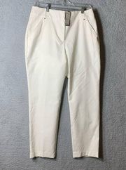 Premise Pants Women 12 Glacier White High Rise Stretch Casual Coastal NEW