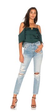 NWOT |  | Jade Green Tiered Cold Shoulder Blouse