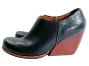 Kork-Ease Holmes Black Leather Wedge Booties