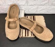 Size 7 1/2M Womens LL Bean Suede Mary Jane Slip-On Slides Mules Beige