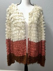 Multicolor Fringe Loop Shag Cardigan Size Large