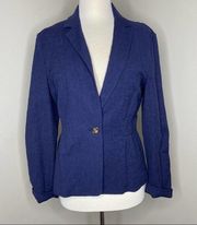 Diane Von Furstenberg Blue Textured Notched Collar Blazer Size 10