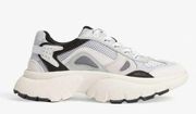 MAJE Gray and White Leather/Suede "Faster" Sneaker SZ 41/11 NIB