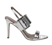 Via Spiga Women's Silver Leather Embellished Macyn Slingback Sandals sz 7.5