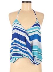 Everly | Blue surplice striped halter tank