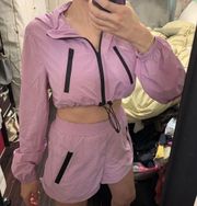 ZARA Athletic shorts and crop top jacket windbreaker set