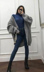 YesStyle LipHop Oversized Cardigan in Grey