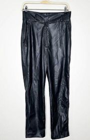 Babaton Womens Pants Mid Rise Faux Leather Commando Cropped Trouser Black Size 8