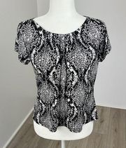 Worthington Black & White Short Sleeve Blouse Size PL