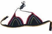 Rue 21 Embroidered Black Triangle Bikini Top size Medium